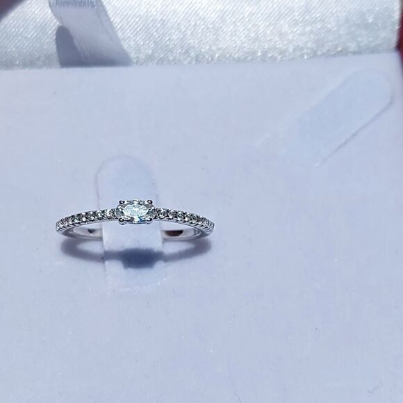 925 Silver Platinum Plated Love Ring - Picture 4 of 6